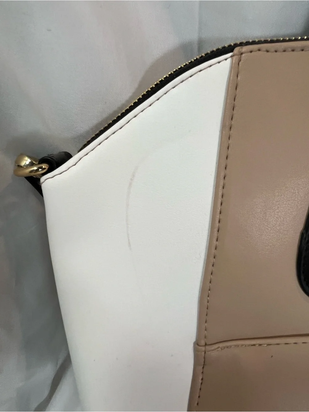 NWOT - Christian Siriano for Payless Colorblock Satchel - Beige, White & Black